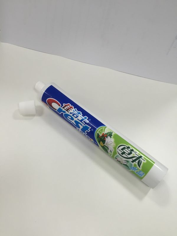 Crest ABL Toothpaste laminated tube packaging material with printing and cap