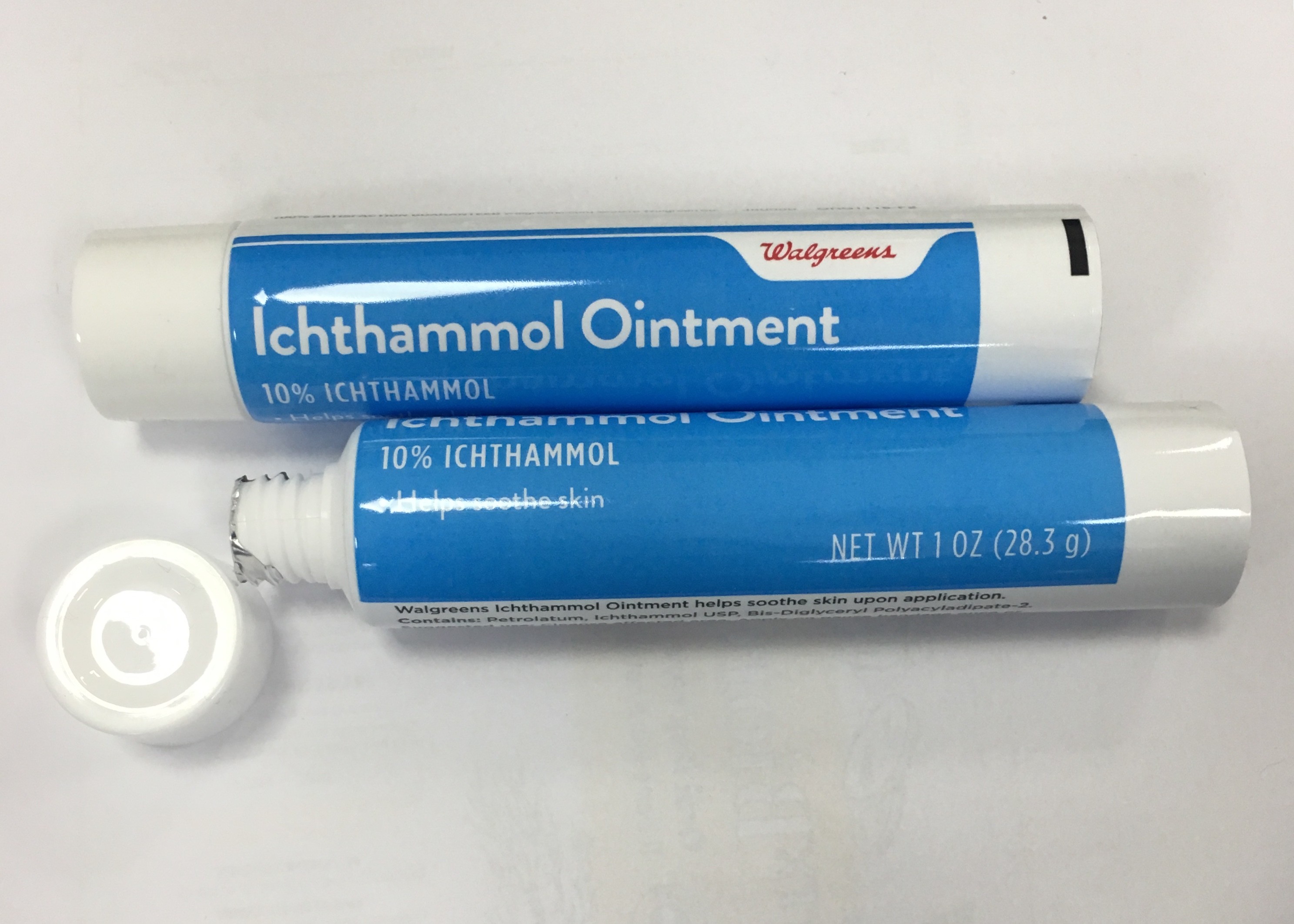 Walgreens Ichthammol Ointment Empty Squeeze Tube Packaging With ABL250