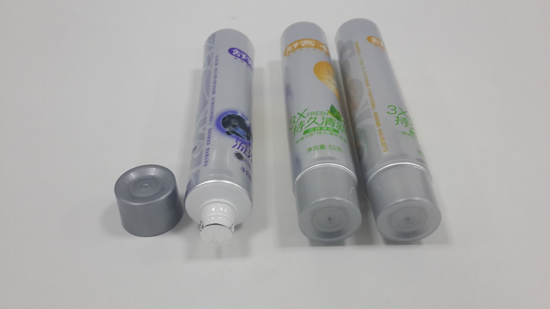 Silver Toothpaste Tube Containers Screw On Cap Aluminum Plastic Tube Diameter 30mm
